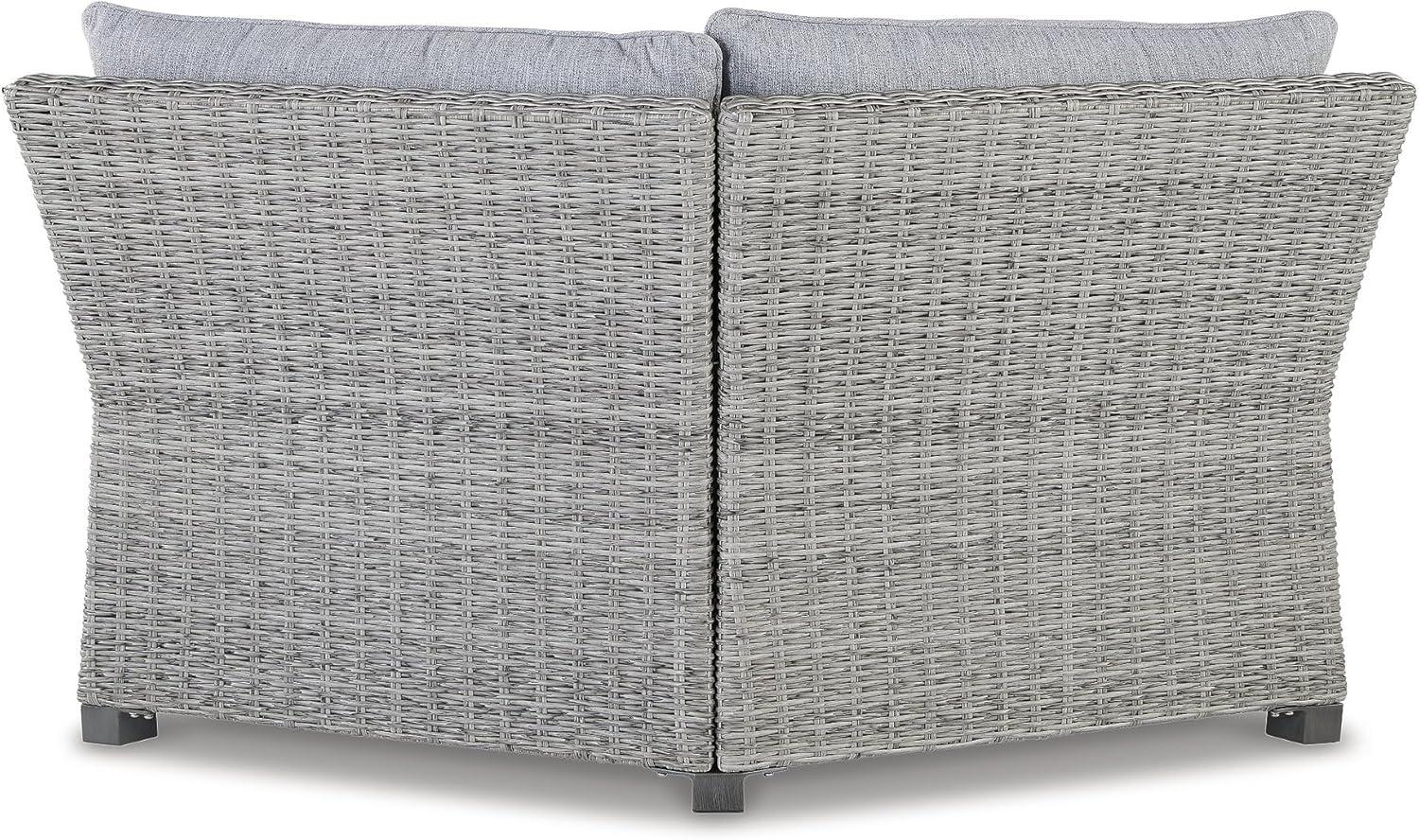 imageSignature Design by Ashley Naples Beach Curved Coastal 3Piece Outdoor Sectional with Cushion and 6 Throw Pillows Light Gray3Piece Outdoor Sectional