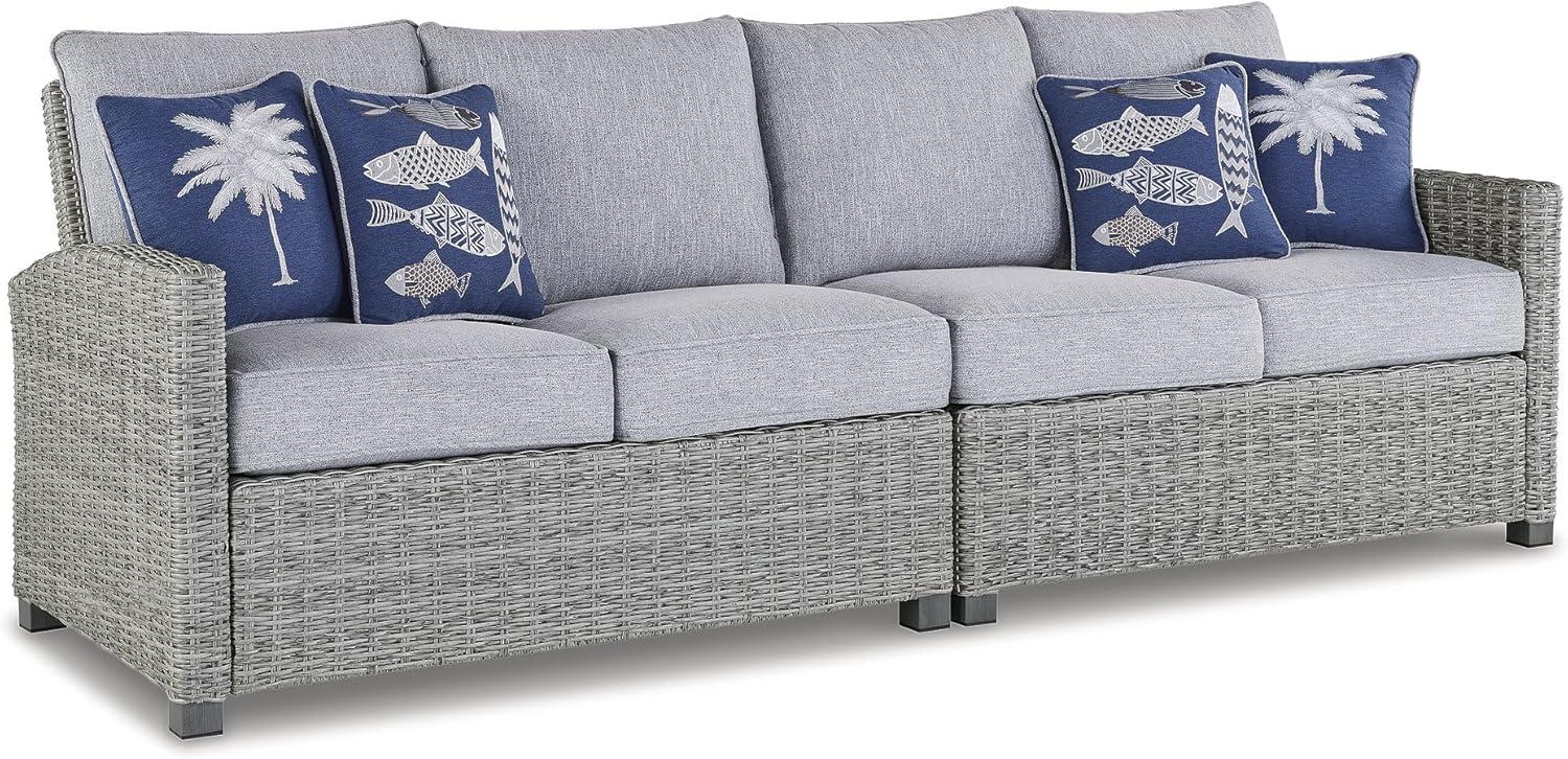 imageSignature Design by Ashley Naples Beach Curved Coastal 3Piece Outdoor Sectional with Cushion and 6 Throw Pillows Light Gray3Piece Outdoor Sectional