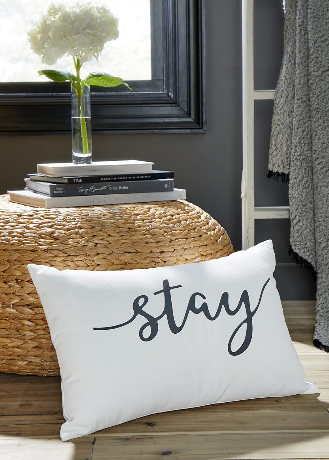 imageSignature Design by Ashley Tannerton Scandinavian Rectangular IndoorOutdoor Pillow with Scripted Accent 22 x 14 White amp Black