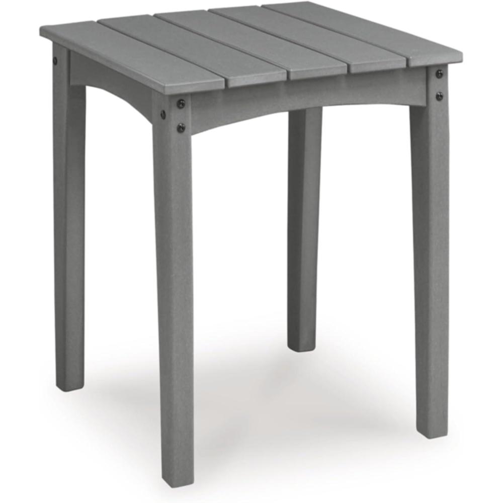imageSignature Design by Ashley Lone View Bay Modern Durable Weather Resistant Outdoor End Table with Slatted Styling Gray