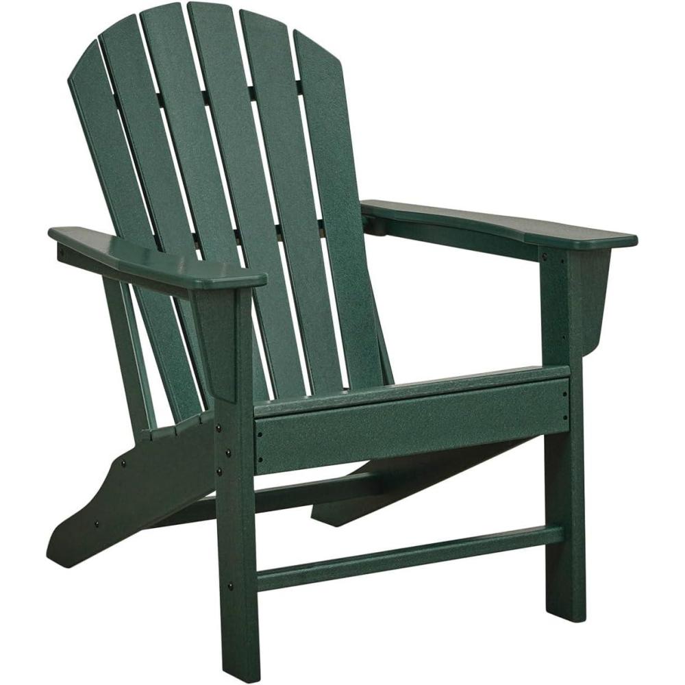 imageSignature Design by Ashley Mabry Shores Coastal MEGATUFF HDPE Weather Resistant Outdoor Adirondack Chair with Slat Back Blue amp BeigeGreen