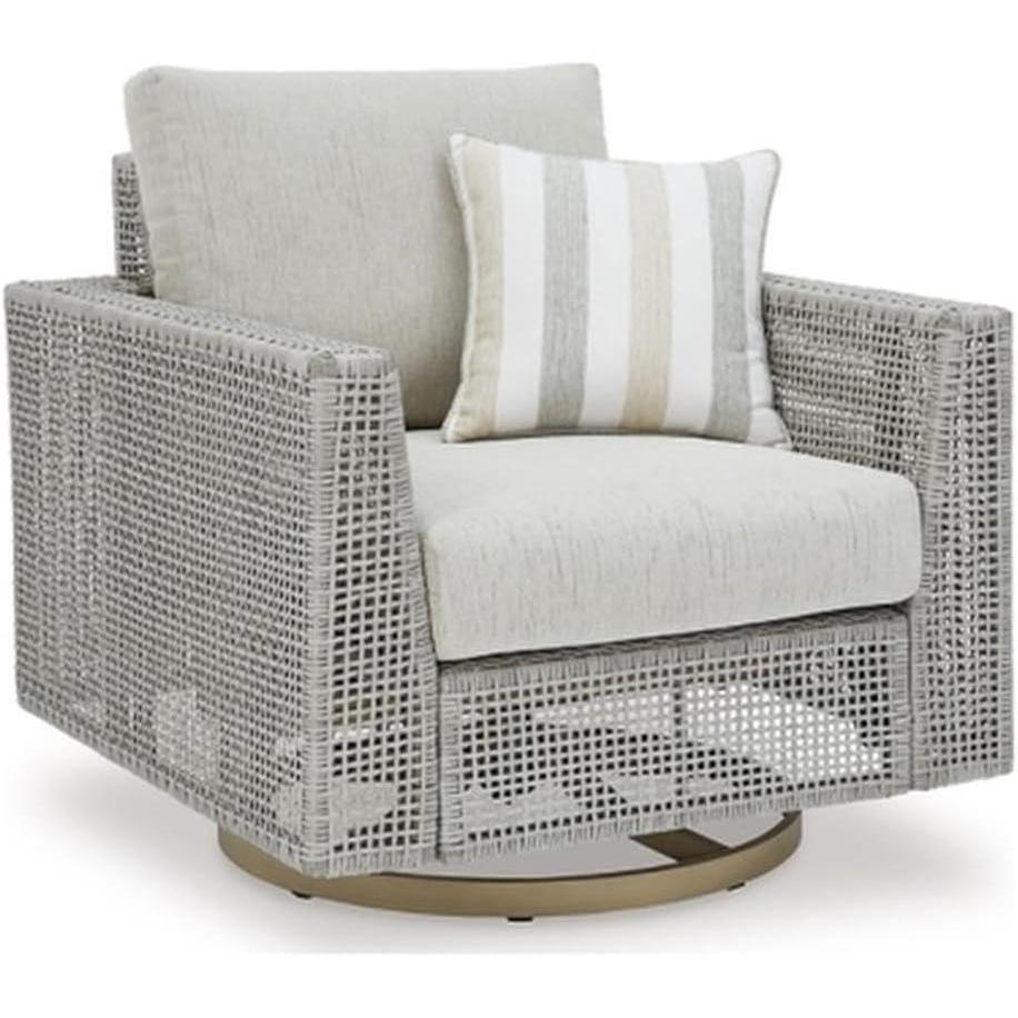 imageSignature Design by Ashley Seton Creek Gray Outdoor Swivel Lounge with Cushion