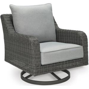 Ashley Furniture Elite Park Resin Outdoor Swivel Lounge with Cushion in Gray