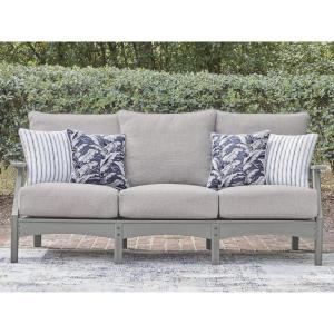 Signature Design by Ashley Lone View Bay Casual Outdoor Sofa with Cushion, Weather Resistance and Armrest, Gray