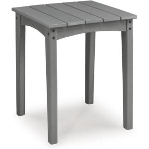 Signature Design by Ashley Lone View Bay Modern Durable Weather Resistant Outdoor End Table with Slatted Styling, Gray