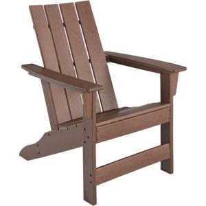 Signature Design by Ashley Mabry Shores Coastal MEGA-TUFF™ HDPE Weather Resistant Outdoor Adirondack Chair with Slat Back, Blue & Beige(Brown)
