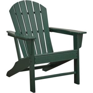 Signature Design by Ashley Mabry Shores Coastal MEGA-TUFF™ HDPE Weather Resistant Outdoor Adirondack Chair with Slat Back, Blue & Beige(Green)
