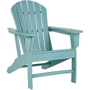 Signature Design by Ashley Mabry Shores Coastal MEGA-TUFF™ HDPE Weather Resistant Outdoor Adirondack Chair with Slat Back, Blue & Beige(Turquoise)