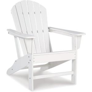 Signature Design by Ashley Mabry Shores Coastal MEGA-TUFF™ HDPE Weather Resistant Outdoor Adirondack Chair with Slat Back, Blue & Beige(White)