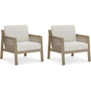 Signature Design by Ashley Outdoor Barn Cove Eucalyptus Patio Lounge Chair, 2 Count, Brown(FURNITURE)