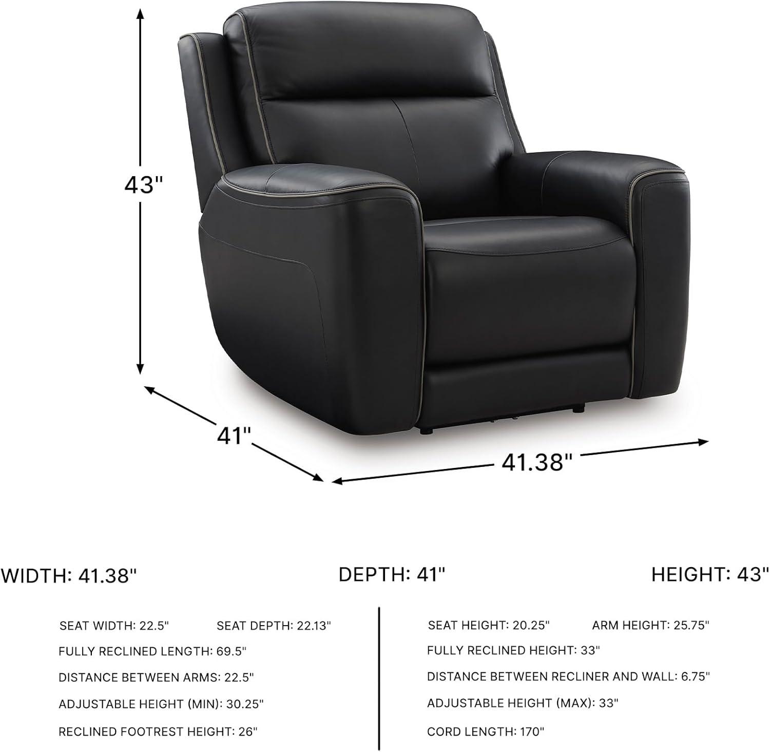 imageSignature Design by Ashley 5ZDreamlight Urban Power Recliner with Adjustable Headrest and USB Charging Black