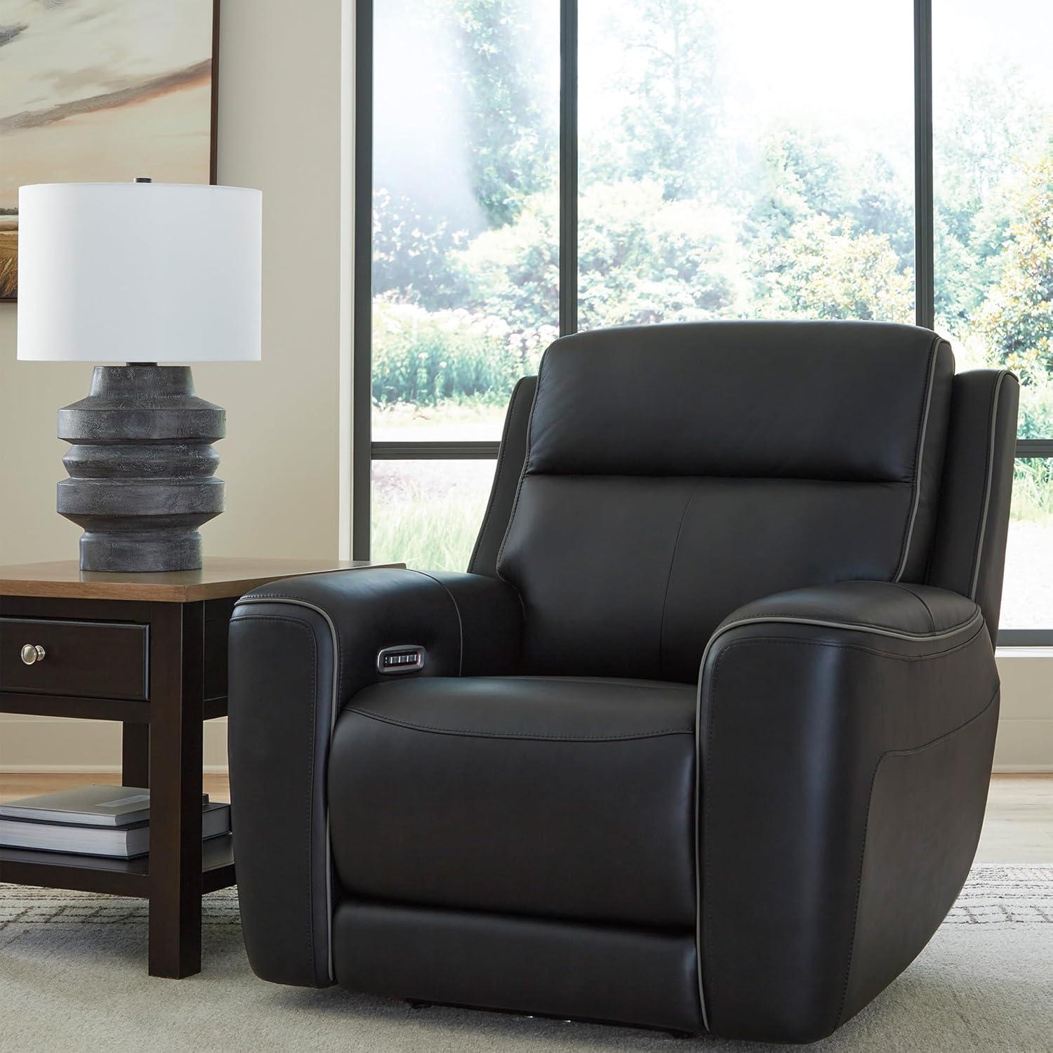 imageSignature Design by Ashley 5ZDreamlight Urban Power Recliner with Adjustable Headrest and USB Charging Black