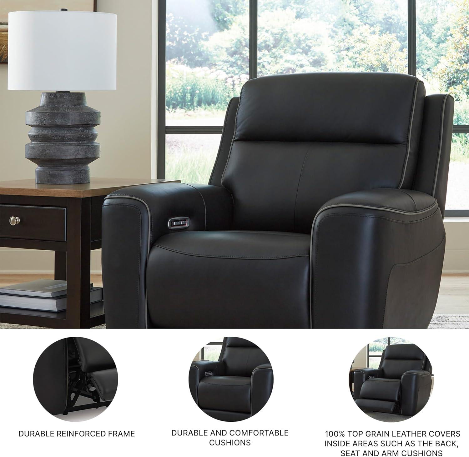 imageSignature Design by Ashley 5ZDreamlight Urban Power Recliner with Adjustable Headrest and USB Charging Black