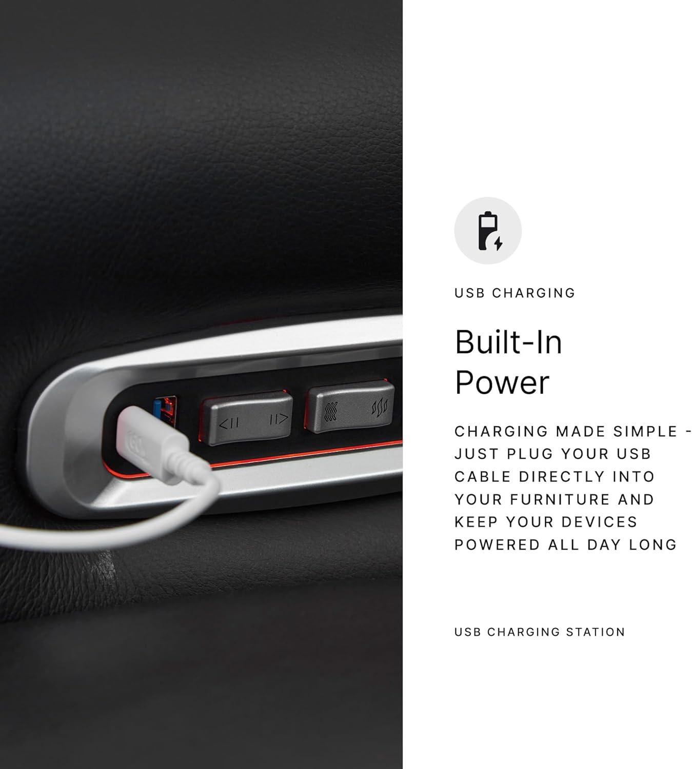 imageSignature Design by Ashley 5ZDreamlight Urban Power Recliner with Adjustable Headrest and USB Charging Black