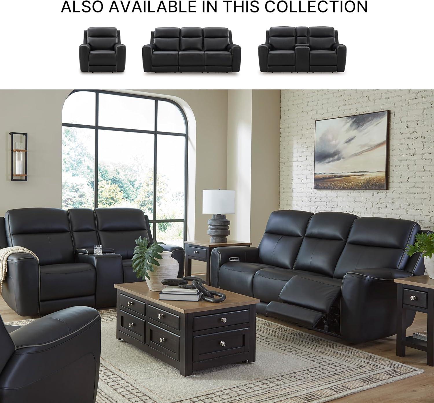 imageSignature Design by Ashley 5ZDreamlight Urban Power Recliner with Adjustable Headrest and USB Charging Black