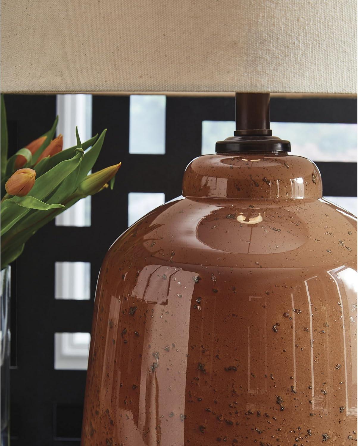 imageSignature Design by Ashley Aaleahya Transitional Table Lamp with 3Way Switch and Drum Shade Dark Brown