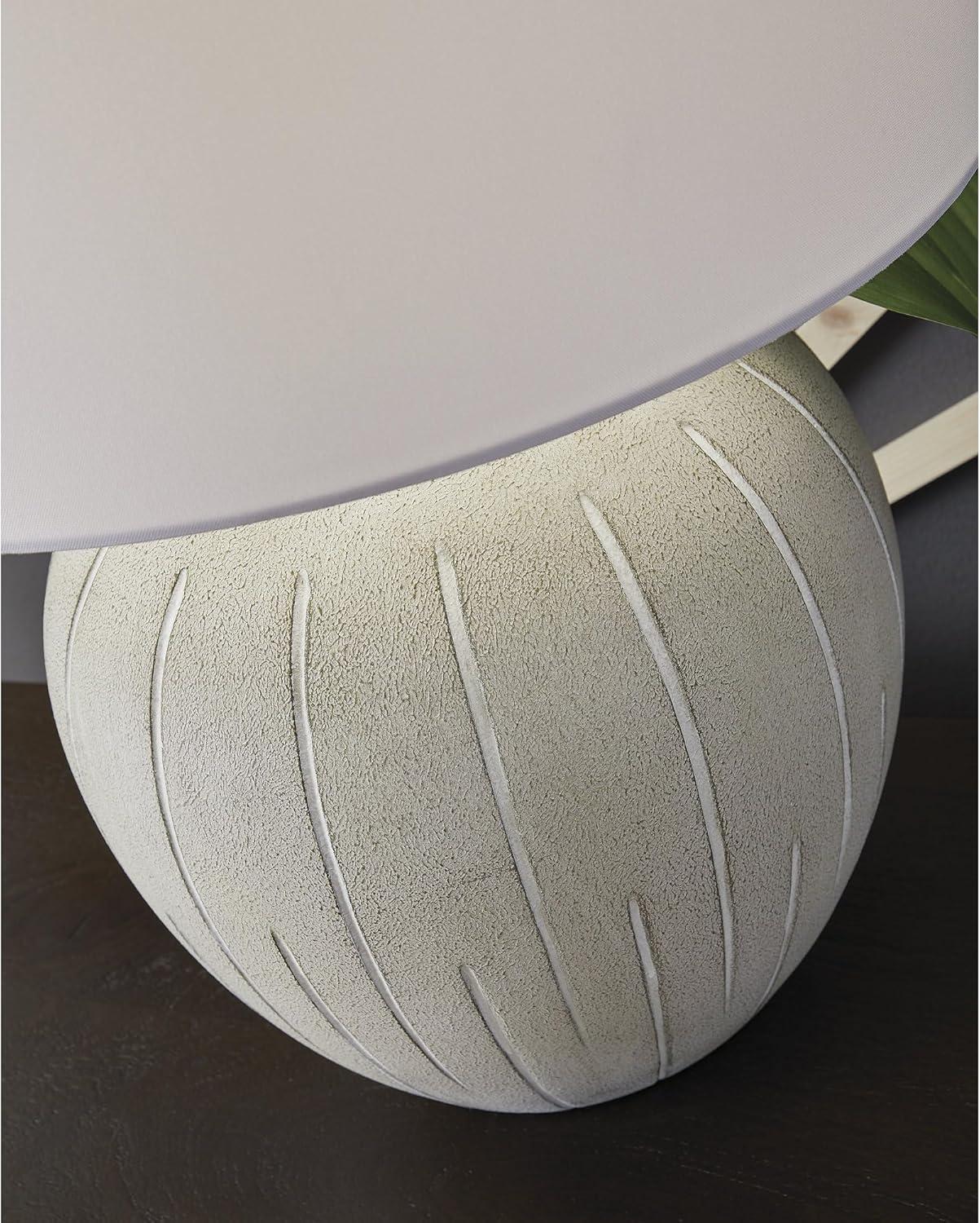 imageSignature Design by Ashley Calbert Vintage Polyresin Table Lamp with 3Way Switch Light Gray amp White