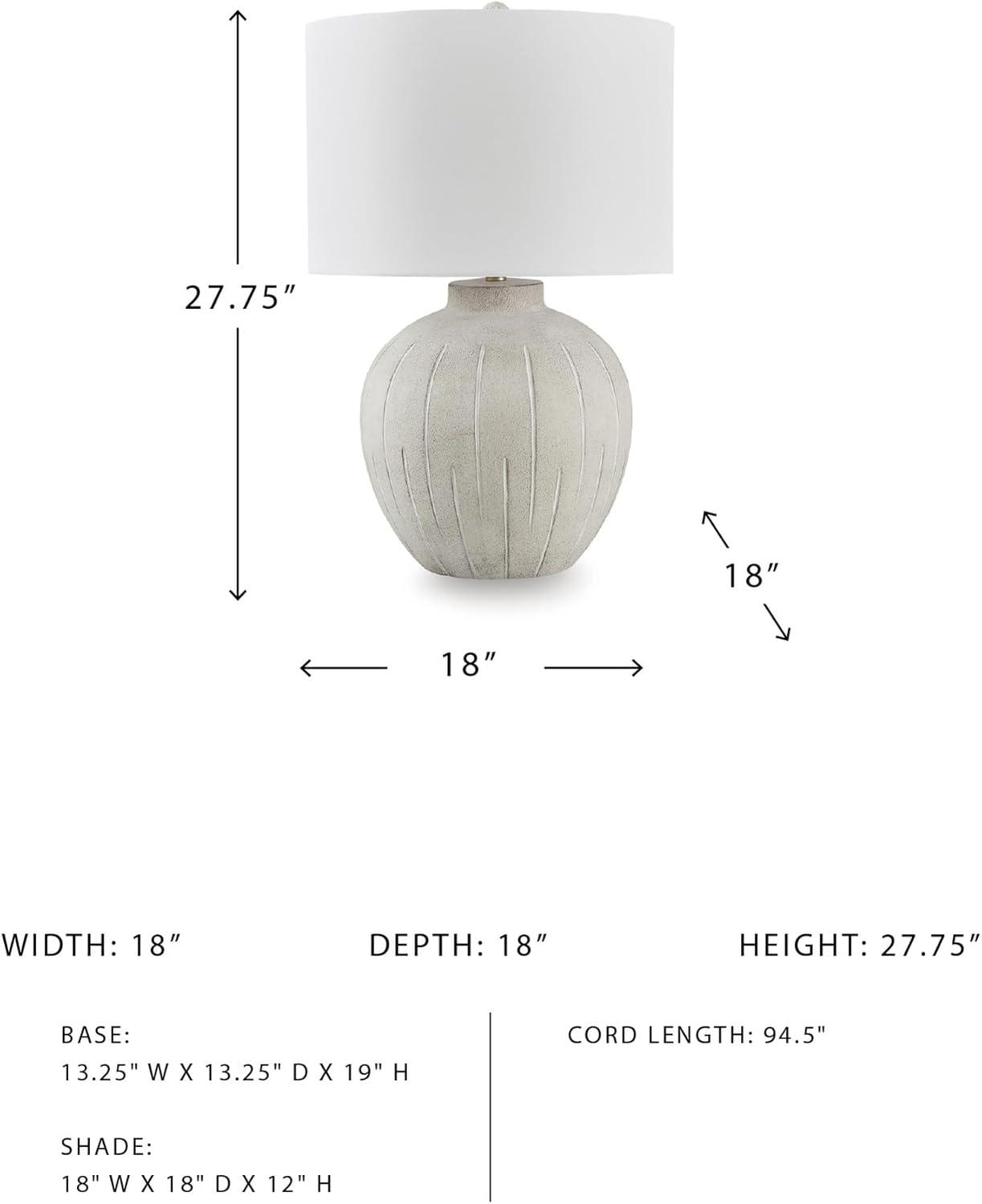 imageSignature Design by Ashley Calbert Vintage Polyresin Table Lamp with 3Way Switch Light Gray amp White