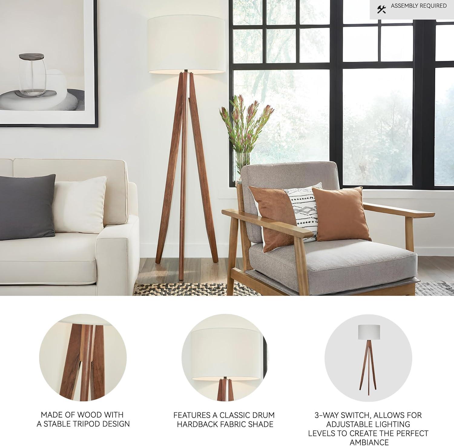 imageSignature Design by Ashley Dallson Modern Wood Floor Lamp BrownDark Brown