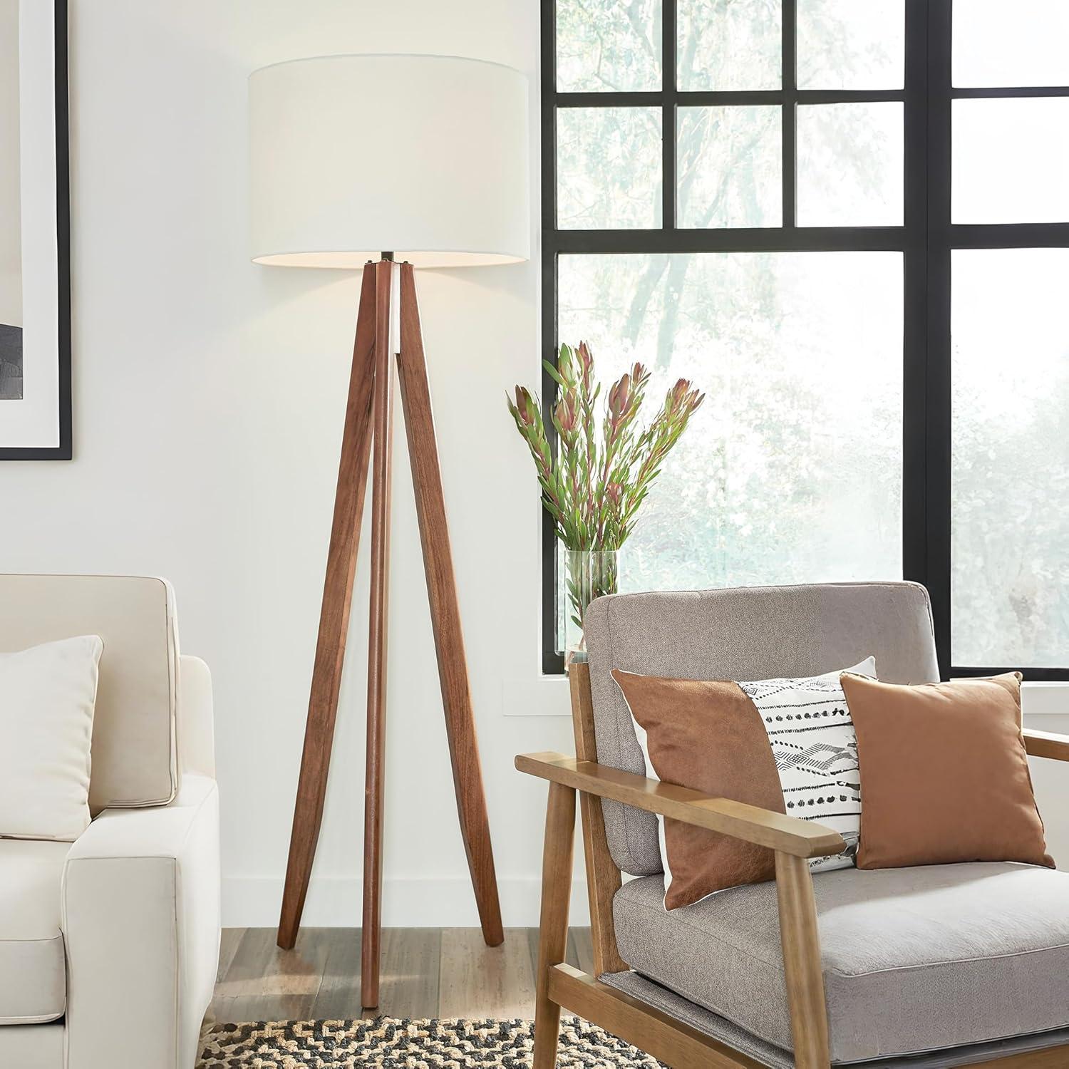 imageSignature Design by Ashley Dallson Modern Wood Floor Lamp BrownDark Brown