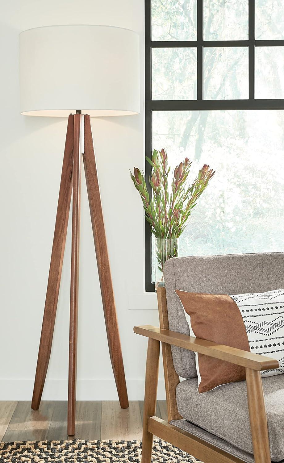 imageSignature Design by Ashley Dallson Modern Wood Floor Lamp BrownDark Brown