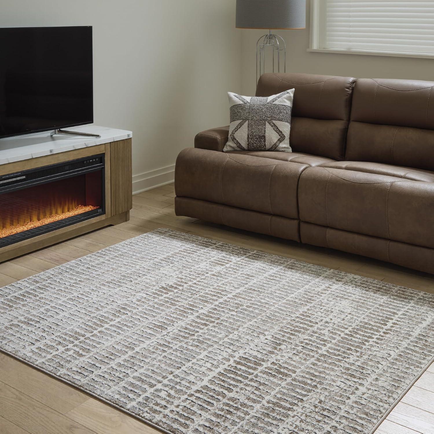 imageSignature Design by Ashley Fuadwick Transitional Indoor Striped Rectangular 5 x 7 Area Rug Brown amp Beige