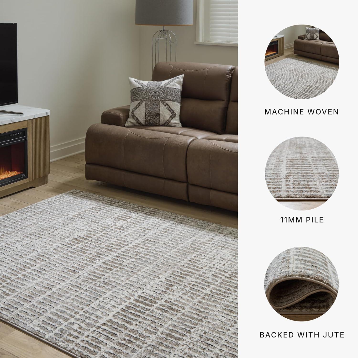 imageSignature Design by Ashley Fuadwick Transitional Indoor Striped Rectangular 5 x 7 Area Rug Brown amp Beige