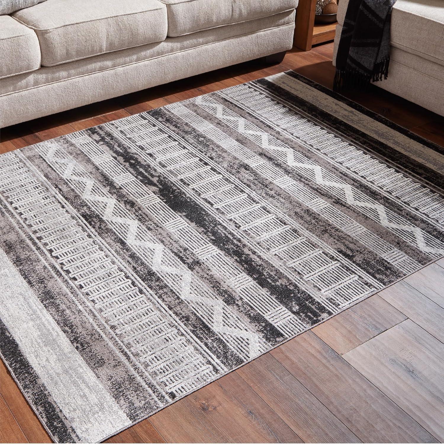 imageSignature Design by Ashley Henchester Contemporary 8 x 10 Machine Woven Tribal Pattern Large Area Rug Low Pile Machine Washable Multicolor5 x 7