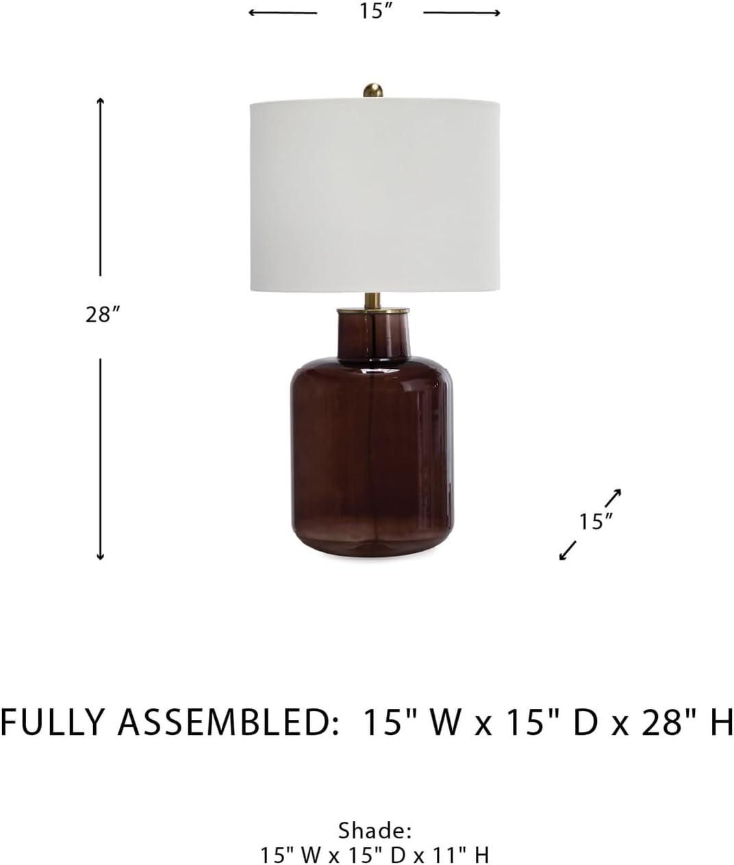 imageSignature Design by Ashley Mette Modern Table Lamp with 3Way Switch and Drum Shade Dark Brown amp Gold