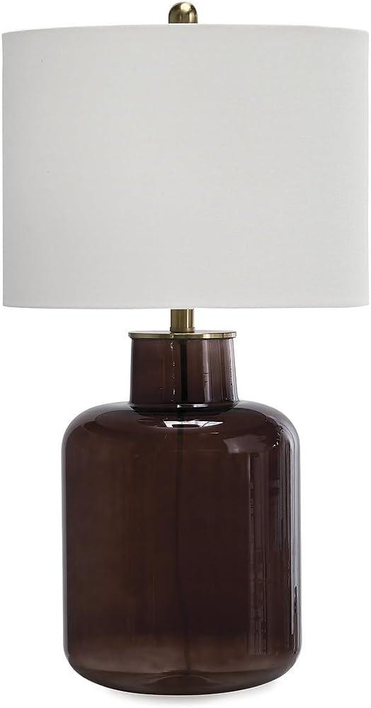 imageSignature Design by Ashley Mette Modern Table Lamp with 3Way Switch and Drum Shade Dark Brown amp Gold