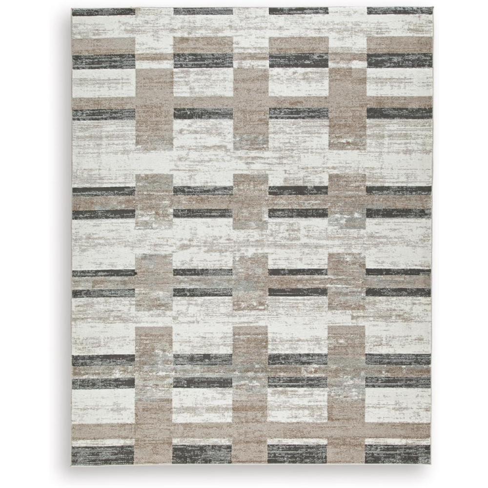 imageSignature Design by Ashley Alstone Casual Indoor Striped Rectangular 5 x 7 Area Rug Brown amp Gray711 x 911 Rectangular