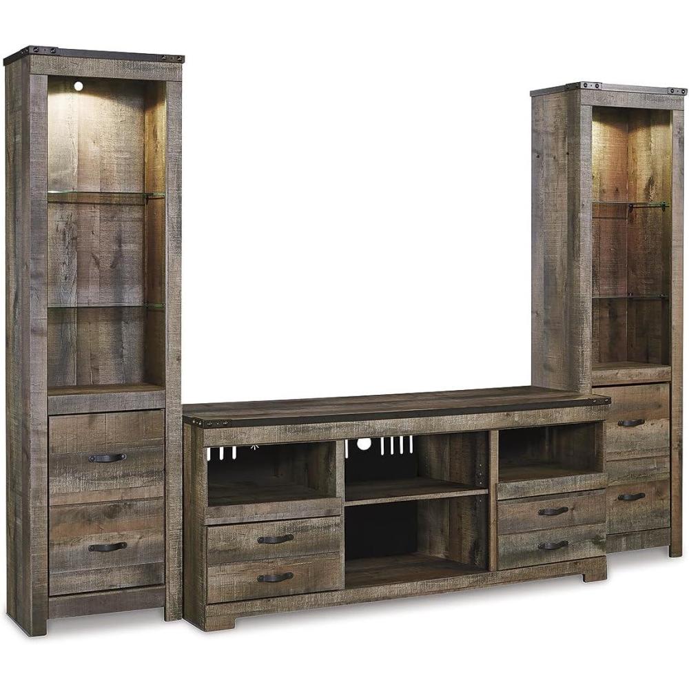 imageSignature Design by Ashley Zadilyn MidCentury Modern 72 TV Stand with Electric Fireplace for TVs up to 82 Dark BrownBrown