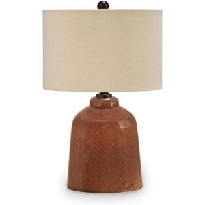 Signature Design by Ashley Aaleahya Transitional Table Lamp with 3-Way Switch and Drum Shade, Dark Brown