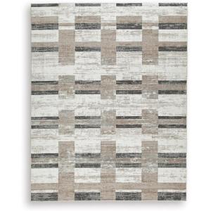 Signature Design by Ashley Alstone Casual Indoor Striped Rectangular 5 x 7 Area Rug, Brown & Gray(7’11” x 9’11” (Rectangular))