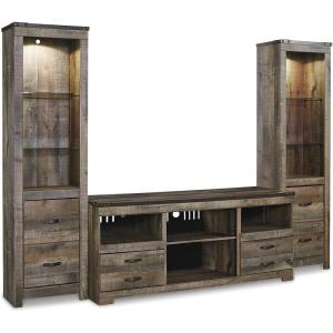 Signature Design by Ashley Zadilyn Mid-Century Modern 72″ TV Stand with Electric Fireplace for TVs up to 82″, Dark Brown(Brown)