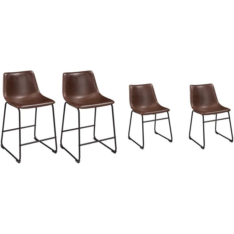 imageSignature Design by Ashley Centiar 24 Counter Height Modern Bucket Barstool Set of 2 Brown amp Mid Century Centiar Dining Bucket Chair Set of 2 Black and Brown