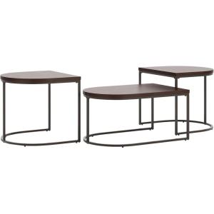 Signature Design by Ashley Vanmore Contemporary Nesting Space Saving Table Set, Set of 3, Dark Brown