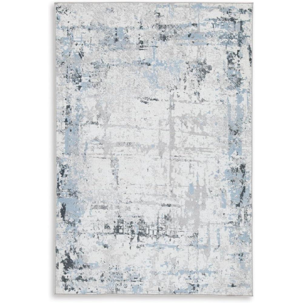 imageSignature Design by Ashley Emertonly Modern IndoorOutdoor Abstract Washable 5 x 7 Rug Blue amp Light Gray5 x 7 Rectangular