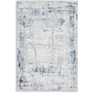 Signature Design by Ashley Emertonly Modern Indoor/Outdoor Abstract Washable 5 x 7 Rug, Blue & Light Gray(5′ x 7′ (Rectangular))
