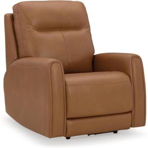 Signature Design by Ashley Tryanny Modern Power Recliner in Leather Match and with Adjustable Headrest and USB Port, Orange