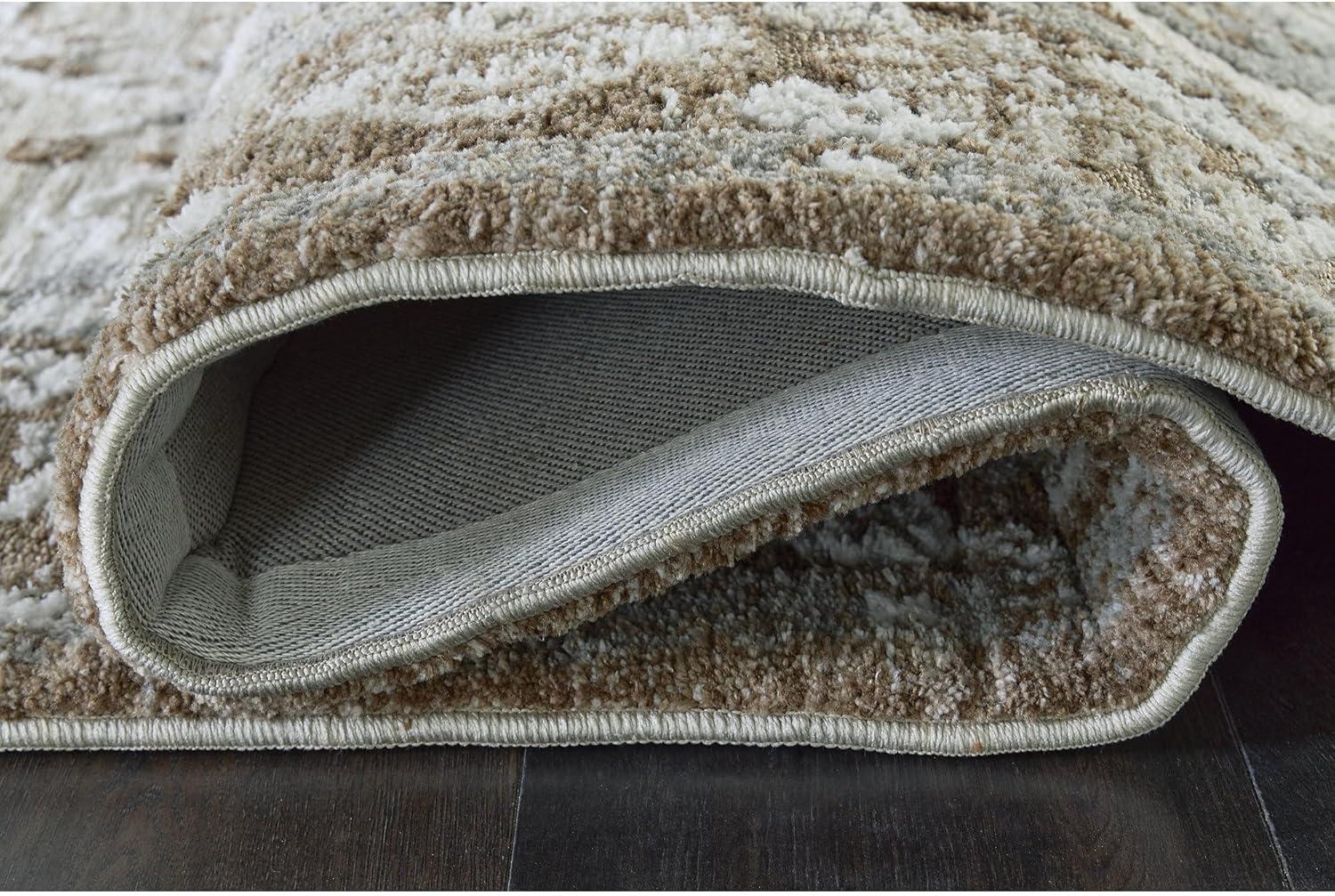 imageSignature Design by Ashley Ainswick Classic Indoor 5 x 7 Memory Foam Medium Rug Light Brown amp Beige