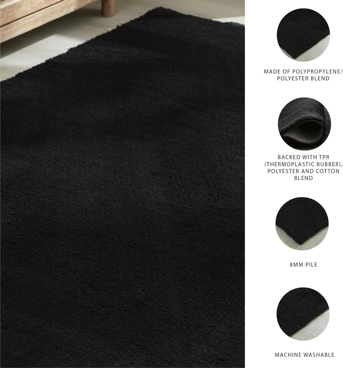 imageSignature Design by Ashley Anaben Minimalist Indoor Washable 5 x 7 Rug with Non Slip Backing Black