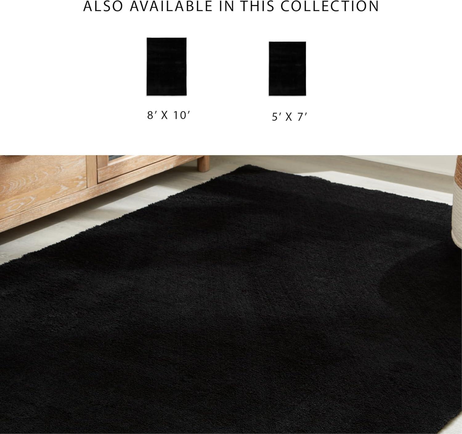 imageSignature Design by Ashley Anaben Minimalist Indoor Washable 5 x 7 Rug with Non Slip Backing Black