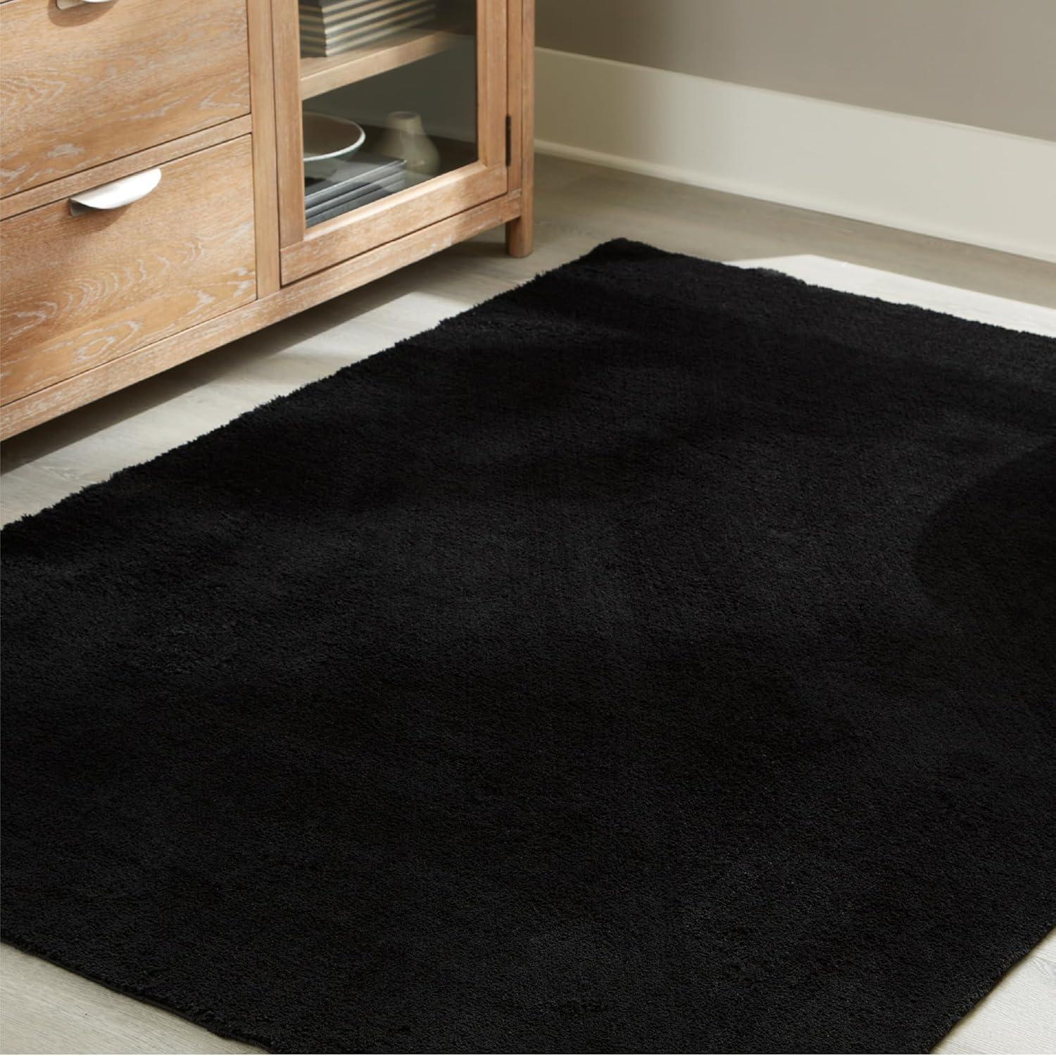 imageSignature Design by Ashley Anaben Minimalist Indoor Washable 5 x 7 Rug with Non Slip Backing Black