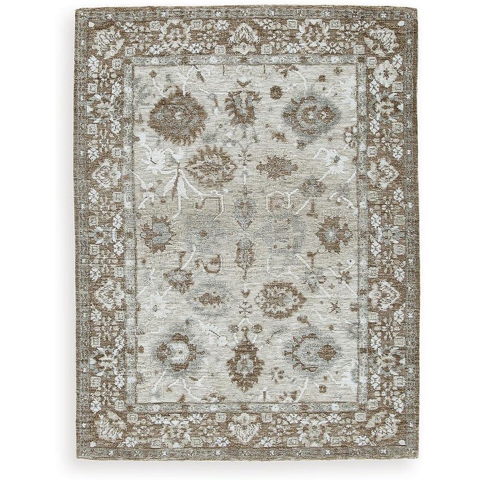 imageSignature Design by Ashley Ainswick Classic Indoor 5 x 7 Memory Foam Medium Rug Light Brown amp Beige
