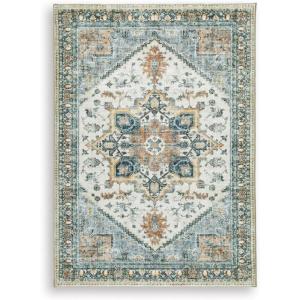 Signature Design by Ashley Wallney Large Traditional Rug with Memory Foam Pad, Machine Woven, Faux Fur Fabric, 90.5″ W x 114″ D x 0.88″ H, Multicolored(5′ x 7′ (Rectangular))