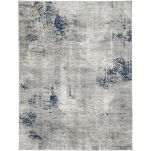 Signature Design by Ashley Wrenstow 5 x 7 Medium Pile Distressed Area Rug, Gray, Ivory & Blue(5’3″ x 7’3″ (Rectangular))