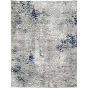 Signature Design by Ashley Wrenstow 5 x 7 Medium Pile Distressed Area Rug, Gray, Ivory & Blue(7’10” x 10’3″ (Rectangular))