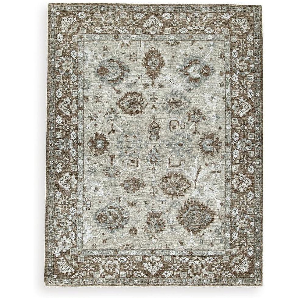 imageSignature Design by Ashley Ainswick Classic Indoor 8 x 10 Memory Foam Large Rug Light Brown amp Beige