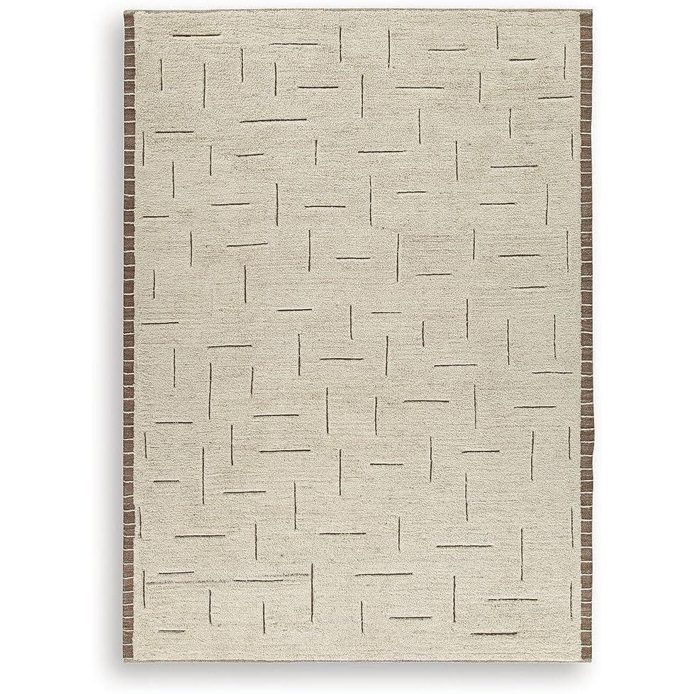 imageSignature Design by Ashley Clayman Casual Handwoven Wool Geometric 9 x 12 Extra Large Rug Dark Brown amp Beige